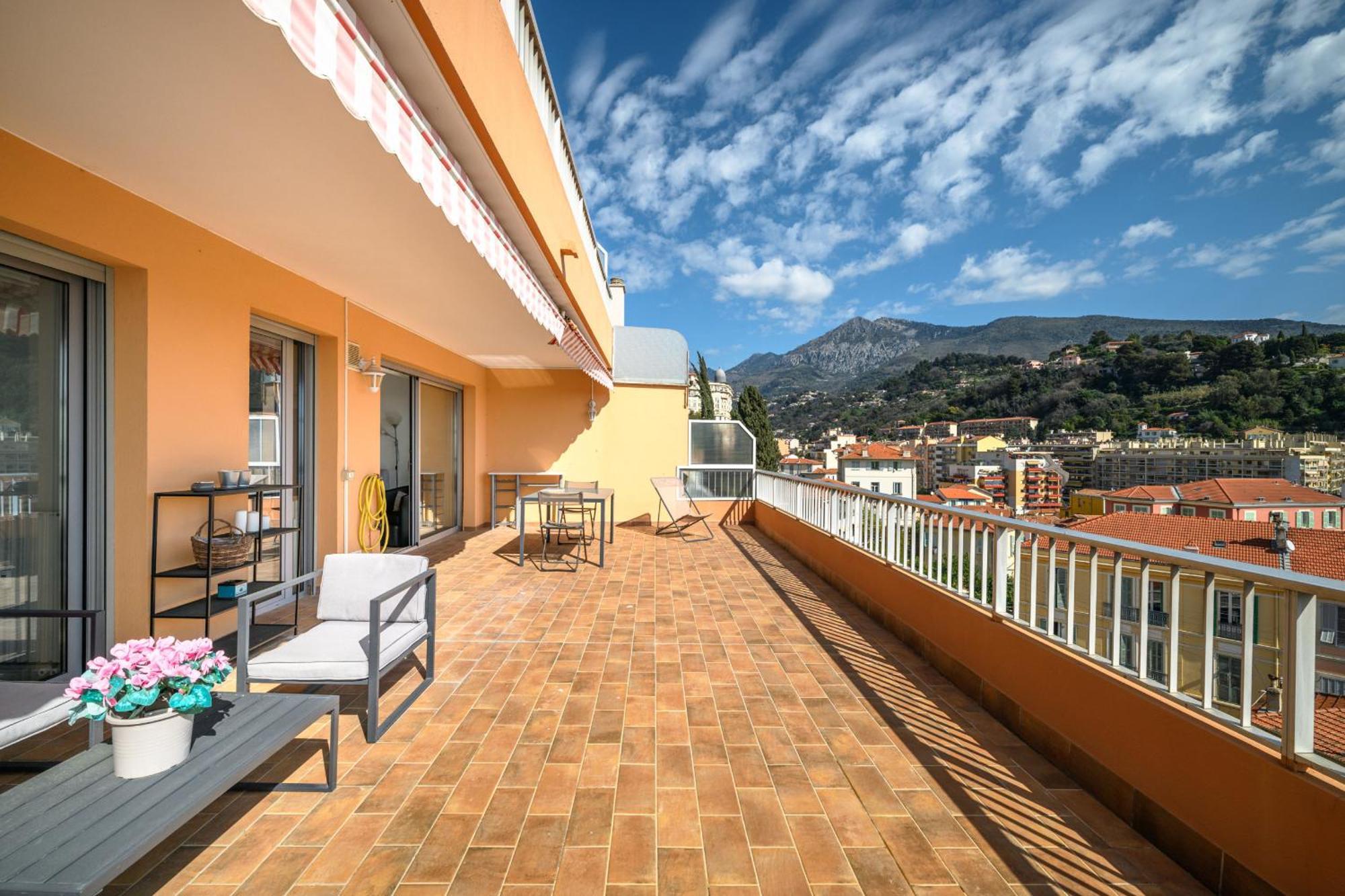 'L'Alicante Proche' Gare, Terrasse, Vue Mer Menton Exterior photo